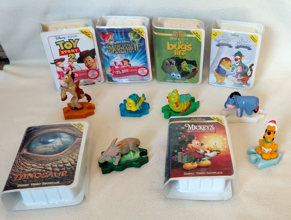 6) 2000 Mcdonald's Disney Video Showcase Collection Happy Meal Toys Pluto & More